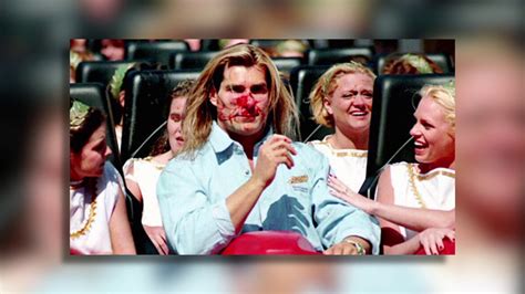 20 years ago Fabio was hit by goose on Busch Gardens roller coaster