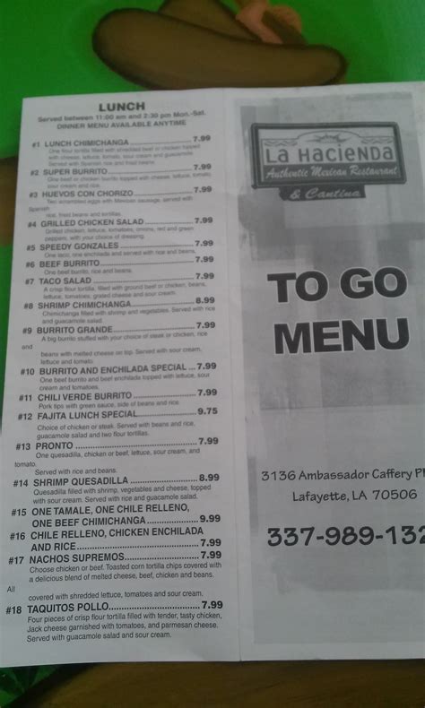 Menu at Hacienda Real Mexican Restaurant & Cantina, Lafayette, 3136 ...