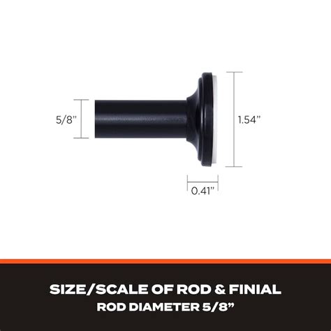 Sun Zero Blackout Black Steel Tension Curtain Rod with Finials SN45055 ...