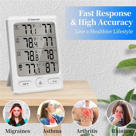 Geevon Indoor Outdoor Wireless Thermometer, 3 Remote Sensors, Digital ...