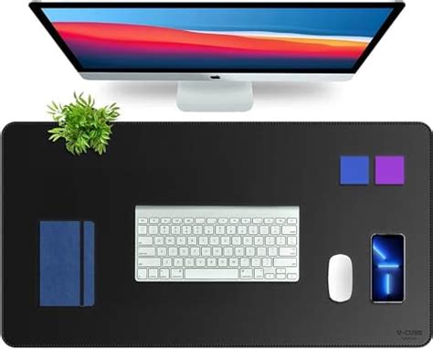 V-CUBE Designs Premium Vegan Leather Desk Mat 90X45cm 2.4mm Thick ...