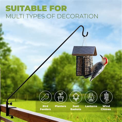 Yes4All Idzo Deck Bird Feeder Hanger for Railing, 43in Deck Hook for ...