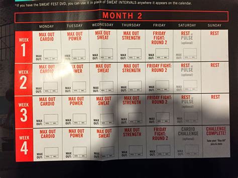 Insanity Workout Schedule Month 2