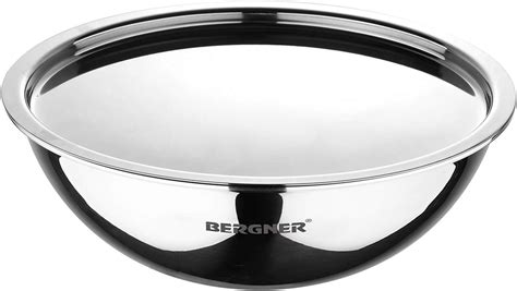 Bergner Argent TriPly 20 cm Kadai, 1.5 L Capacity, Stainless Steel Lid ...