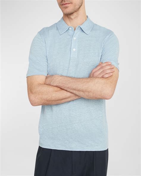 Vince Men's Linen Polo Shirt | Neiman Marcus