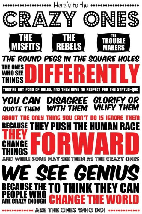 Here's To The Crazy Ones - Steve Jobs Quote - Poster (White) Paper ...