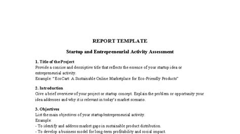 ENTR 101: Startup Entrepreneurial Activity Synopsis Report Template ...