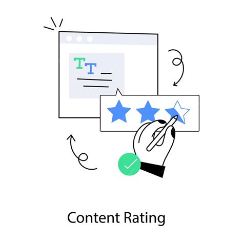 A screen with a person writing content rating on it. | Premium Vector