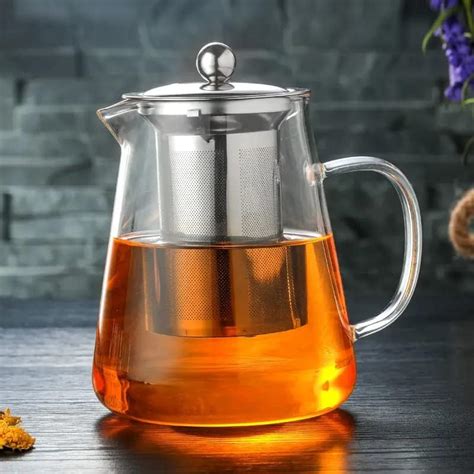 ZROY ENTERPRISE Borosilicate Glass Round Tea Pot with Heat Resistant ...