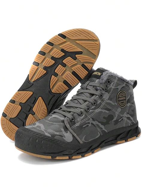 1 Pair Men's New Lace-Up Round Toe Thick Sole Anti-Slip Versatile ...