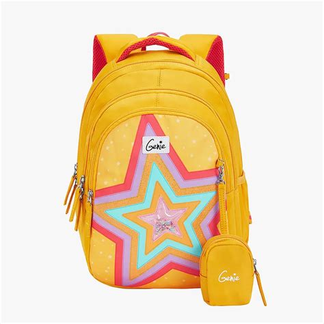 Popstar School Bag for Kids with Side Pockets & Pouch - Genie
