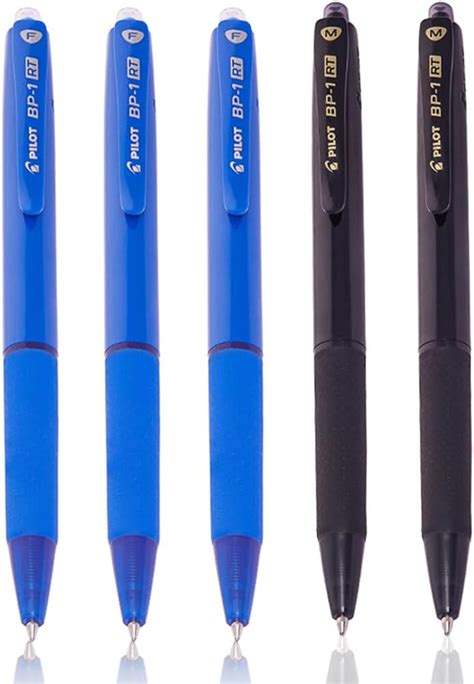 Pilot BP-1 RT 0.7mm Fine Tip Ball Pen with Soft Rubber Grip | Pack of 5 ...