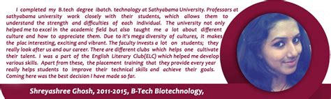 Placement Testimonial | Sathyabama Institute of Science and Technology ...