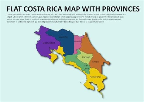 VLAKKE KAART VAN COSTA RICA MET PROVINCIES | Premium Vector