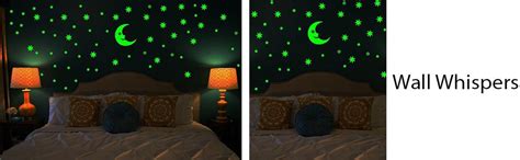 Wall Whispers Vinyl Moon and 69 Star Glow in The Dark Glowing Astronomy ...