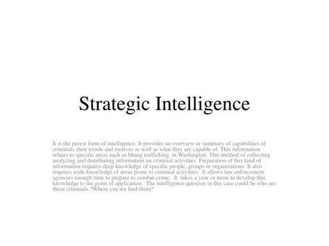 Image result for Strategic Intelligence