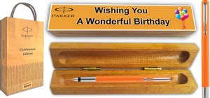 PARKER Vector Standard ST Orange Fountain Pen With Birthday Wishing ...