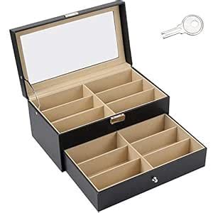 KINJOEK 12 Slot Double-Deck Sunglasses Organizer Storage Drawer Box for ...