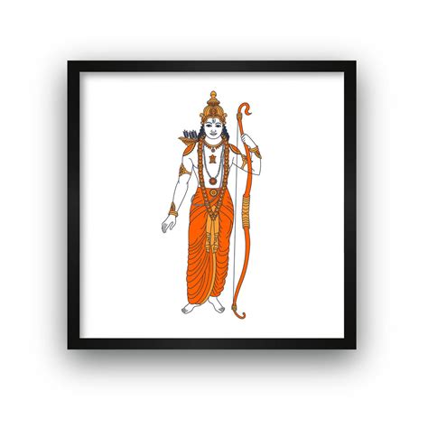 Pack of 4 Hindu God Wall Arts, Shri Ram, Hanuman, Shri Krishna, Ganpat ...
