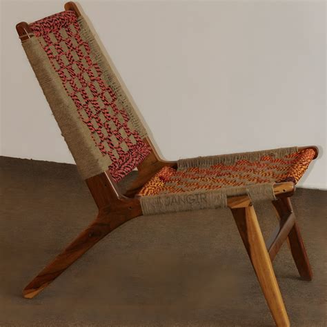 Jute Rope Weave Solid Wood Easy Chair: Designer Easy Chair