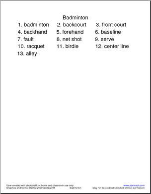 Badminton Words 的图像结果