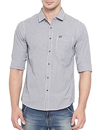 The Indian Garage Co Men's Blue Slim Fit Checked Casual Shirts (Size ...