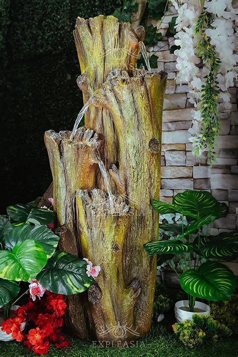 EXPLEASIA Tree Crafted Cascade Western Hemlock Water Fountain for Home ...