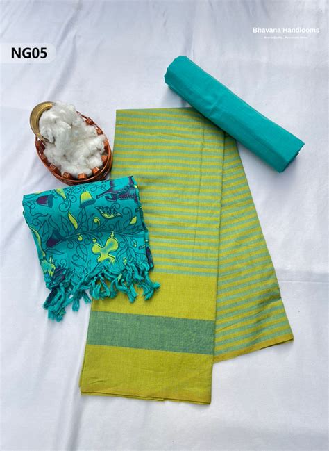 Soft Nagari Cotton Unstitched Dress Material | Daily Wear Yellow & Lig ...