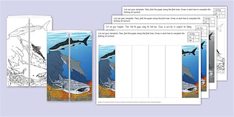 Shark Folding Art Template - Twinkl Arts and Crafts - Twinkl