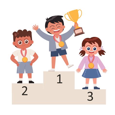 kids standing on winner podium cartoon vector 20506532 Vector Art at ...
