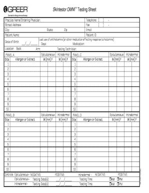 Skintestor OMNI Testing Sheet - Greerlabscom - Fill and Sign Printable ...