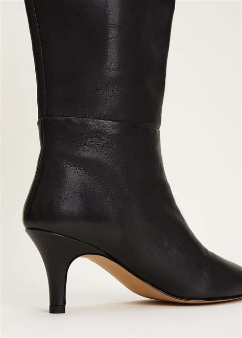 Leather Panelled Knee High Boot