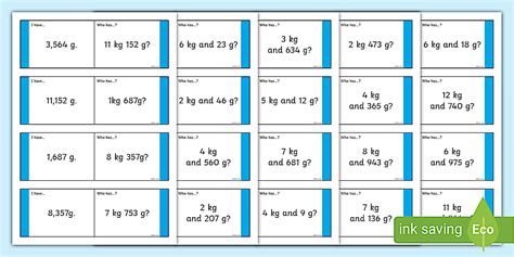 Weight Loop Cards: kg and g Conversion Practice - Twinkl