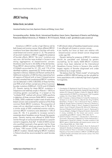 Image result for BRCA1 Testing