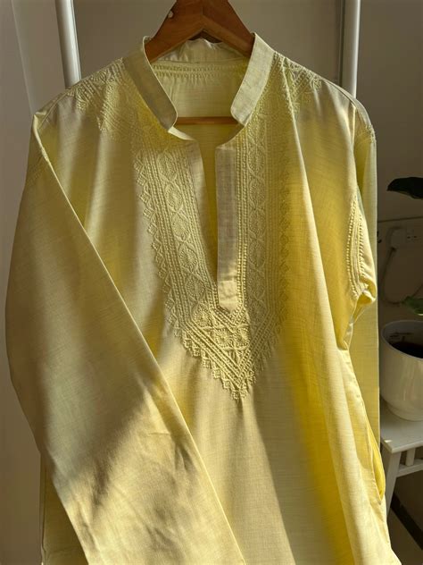 Cotton Chikankari Kurti - Yellow - ARIAA CHIKANKARI