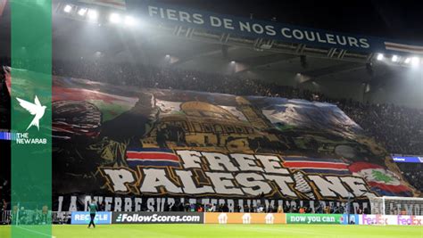 Paris Saint-Germain fans unfurl 'Free Palestine' banner at match