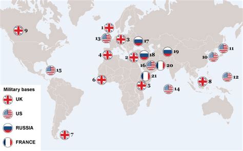Where are the world's major military bases?