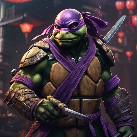 Ninja Turtle With Purple Mask Samurai Armor On Epic cinematic brilliant ...