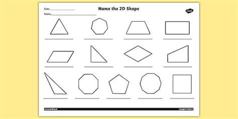 Name the 2D Shape Year 4 Worksheet (teacher made) - Twinkl