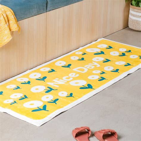 Yellow Bedside Runner Rug Small Online - Premium Floor Mat | Nestasia