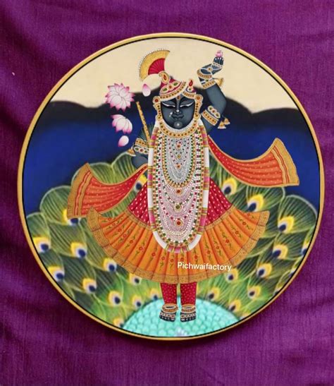 Buy Shrinathji Pichwai Painting on Wood Plate Hand Painted Decorative ...