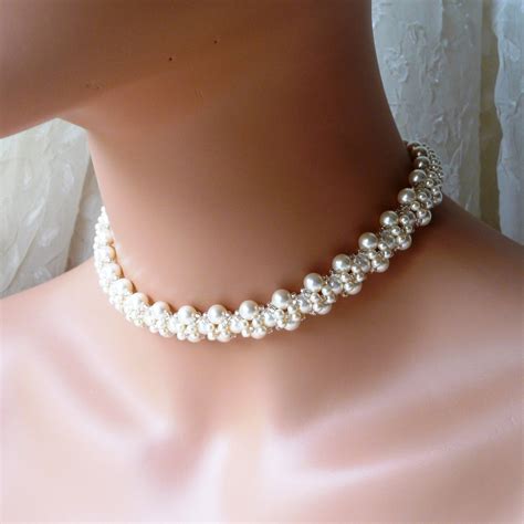 Unique Handwoven Beaded Pearl Choker Necklace | MelJoy Creations Jewelry