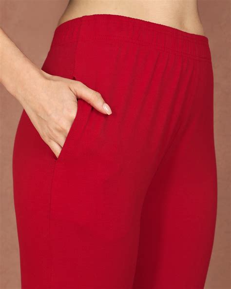 Lipstick Red Sleek Kurti Pants for Women - Twin Birds