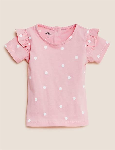 Buy Pure Cotton Polka Dot T-Shirt (0-3 Yrs) at Marks & Spencer