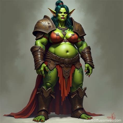 Female Orc Shaman with Leather Armor | Stable Diffusion Online