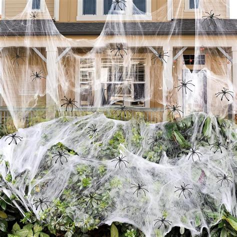 130sqm Halloween Spider Webs Decorations with 150 Extra Fake Spiders ...