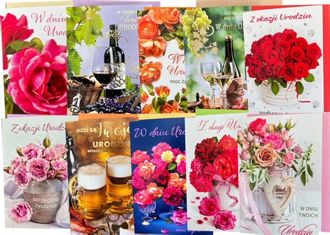 Buy 10 PC Birthday Cards 10 SZT Kartki Urodzinowe Mix Polskie Kartki ...