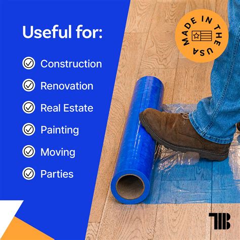 Snapklik.com : Floor Protection Film, 36" X 200, Made In USA, Blue Self ...