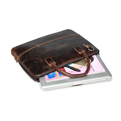 Modernist Leather Laptop Bag-Dark Brown — MaheTri