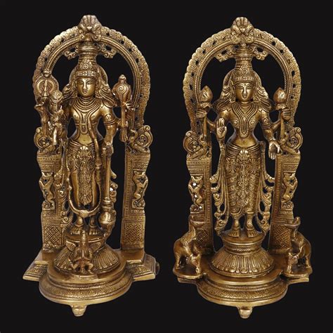 ARTVARKO Big Brass Laxmi Narayana Murti for Home Puja Handmade Standing ...